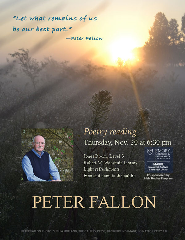 Peter Fallon Poetry Reading flyer